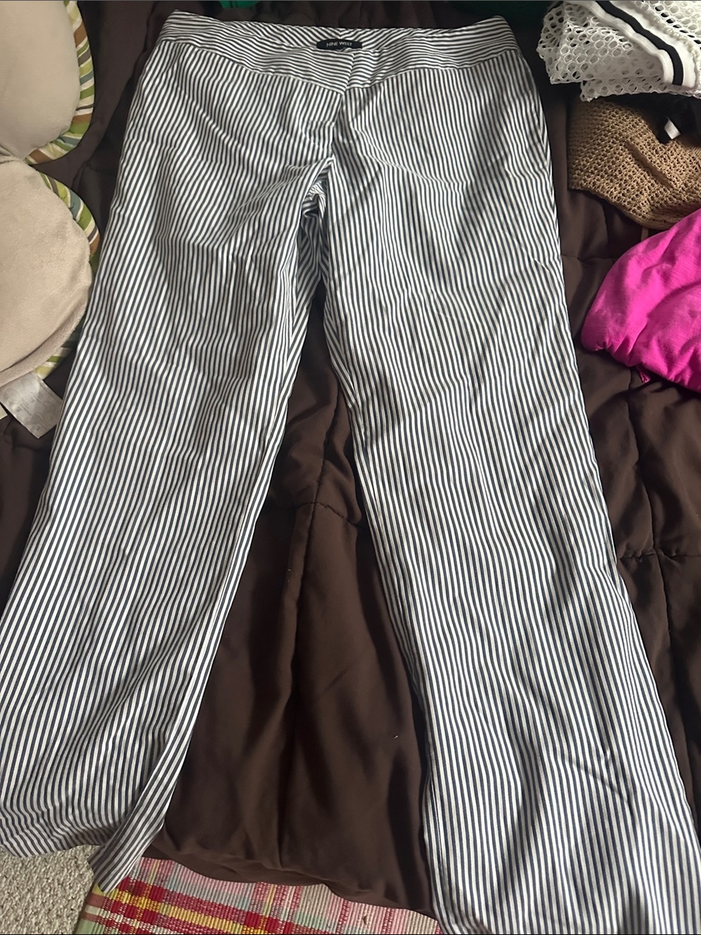 Nine West Navy and White Striped Wide-Leg Kids Pants